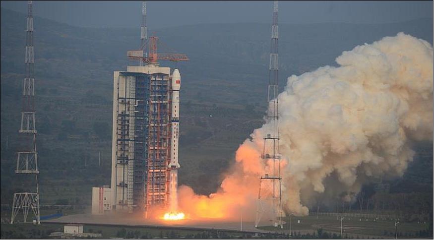 Figure 4: A Long March 4C rocket carrying the GF-3 SAR (Synthetic Aperture Radar) imaging satellite, lifts off from China's Taiyuan Satellite Launch Center (image credit: Xinhua/Zhang Hongwei)