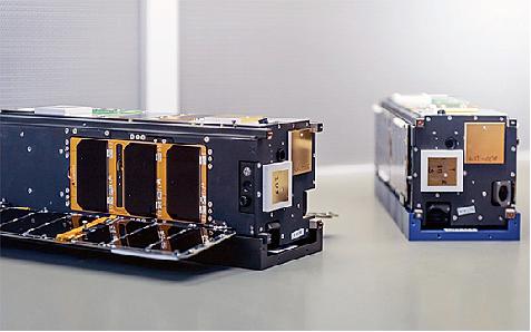 Figure 3: The two AeroCube-14 CubeSats in the lab prior to launch integration (image credit: Aerospace Corporation)