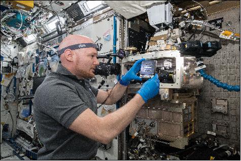 Figure 3: ESA astronaut Alexander Gerst with the Advanced Colloids Experiment hardware during a previous ACE experiment (image credit: NASA)