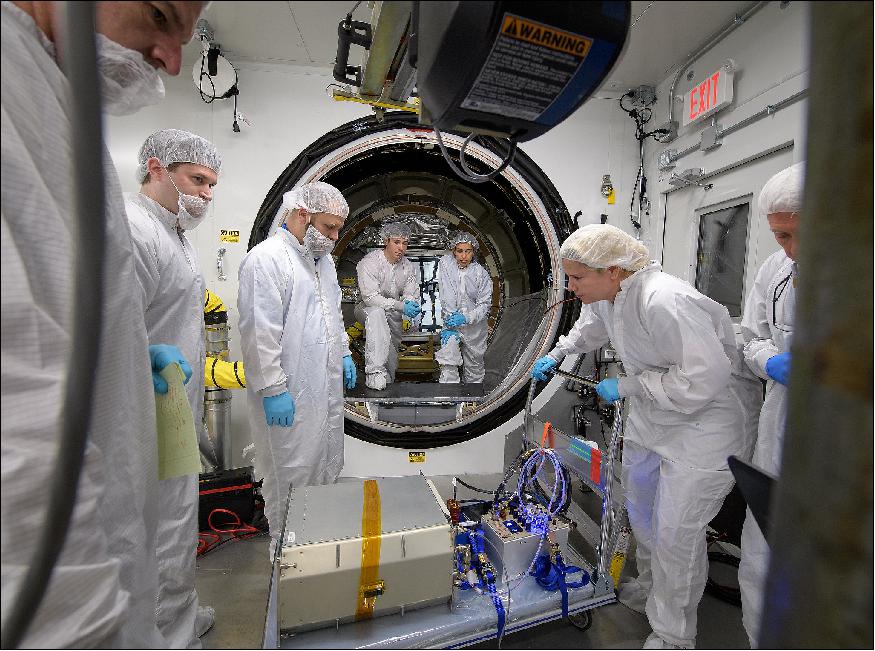 Figure 2: Mission engineers load the final cargo into the Cygnus resupply spacecraft on board the Northrop Grumman Antares rocket, Tuesday, 16 April 16 2019, at launch Pad-0A (photo credit: NASA, Bill Ingalls) 3)