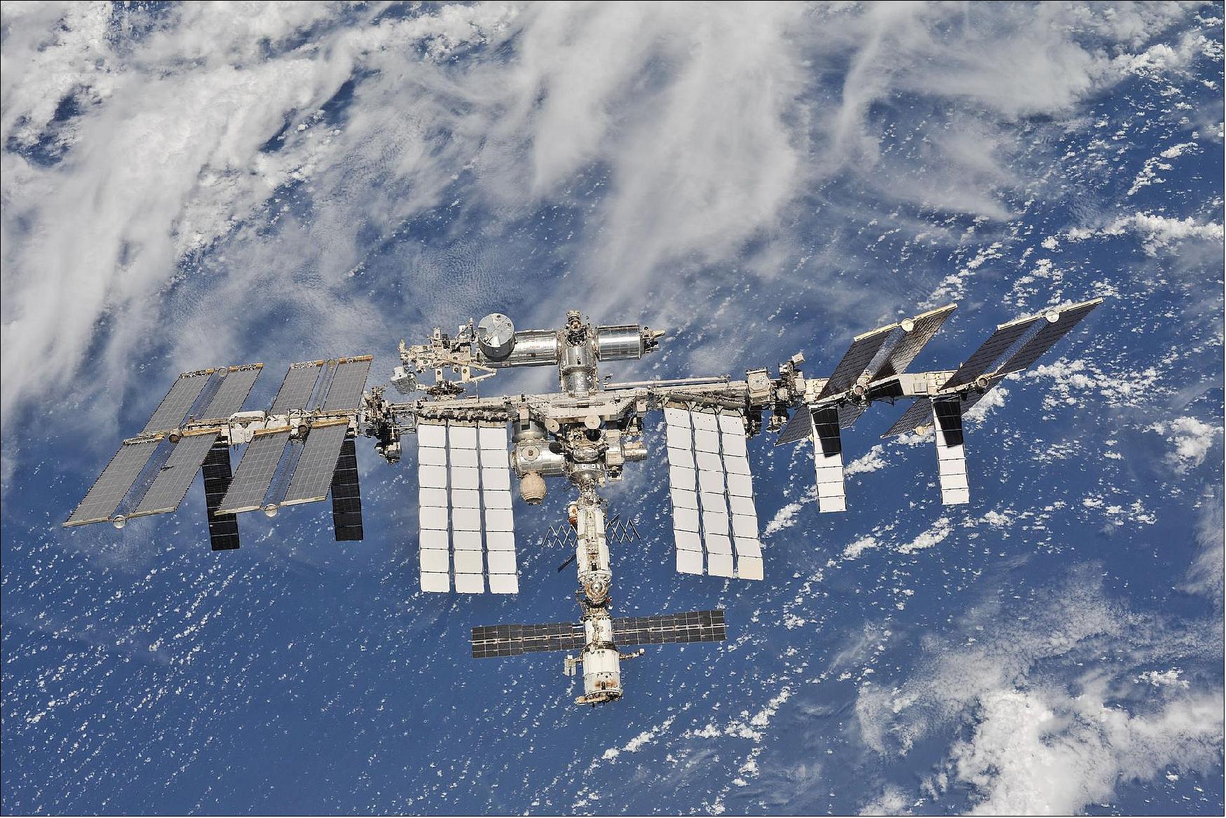 Figure 92: The International Space Station photographed by Expedition 56 crew members from a Soyuz spacecraft after undocking, Oct. 4, 2018 (image credit: NASA)