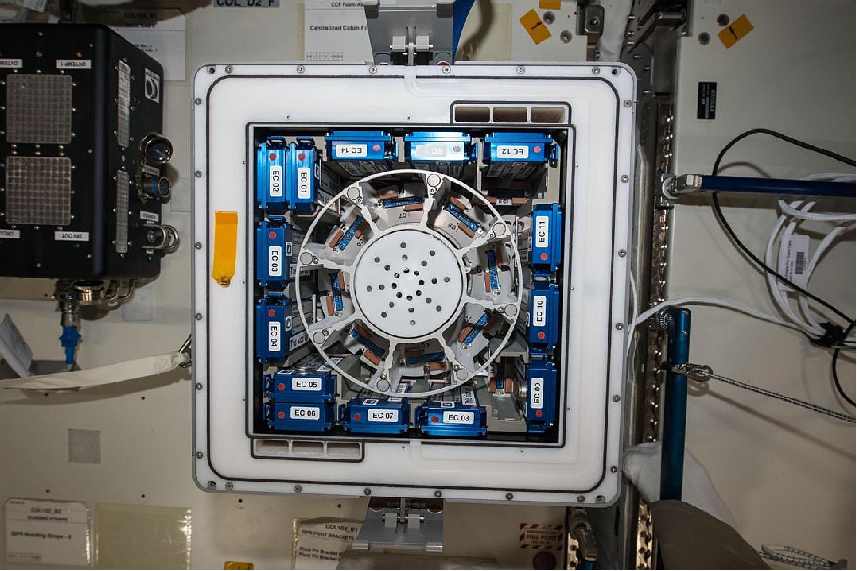Figure 117: Kubik on Space Station: A miniaturized laboratory inside the orbital laboratory that is ESA’s Columbus module, this 40 cm cube has been one of its quiet scientific triumphs. Kubik – from the Russian for cube – has been working aboard the International Space Station since before Columbus’ arrival in February 2008 (image credit: NASA)