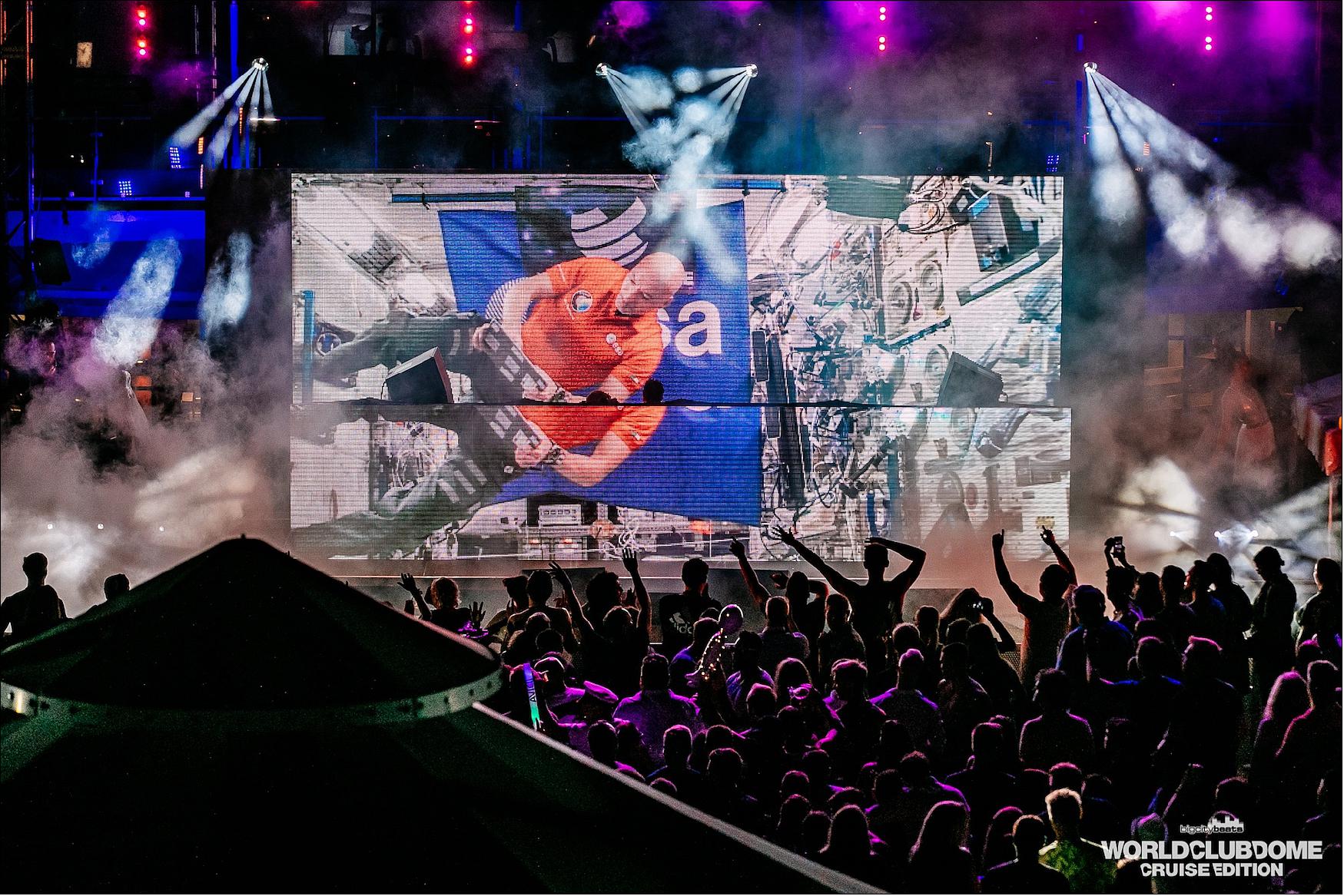 Figure 63: ESA astronaut Luca Parmitano made space (and music) history on 13 August 2019 when he broadcast the first DJ music set from orbit, performing to an audience of over 3000 people as part of the BigCityBeats WORLD CLUB DOME Cruise Edition. The results of his work were beamed to the main stage on board the cruise ship Norwegian Pearl moored at the Spanish island of Ibiza. His set of around 12 minutes was played as part of the regular program of DJs at the festival. This was the first time that a DJ set has been played from the International Space Station and, indeed, from space (image credit: World Club Dome/ESA)