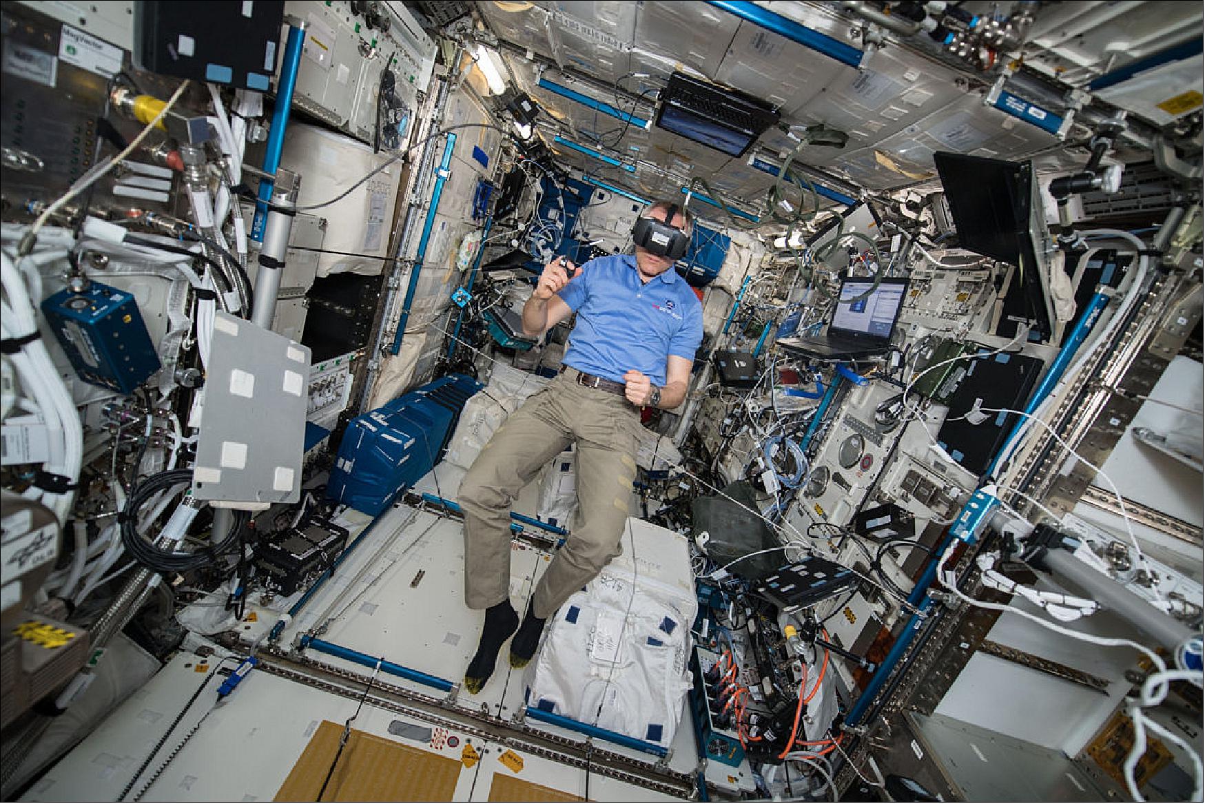 Figure 109: Human and robotic exploration image of the week. An astronaut during a timing test in the ISS (image credit: NASA)