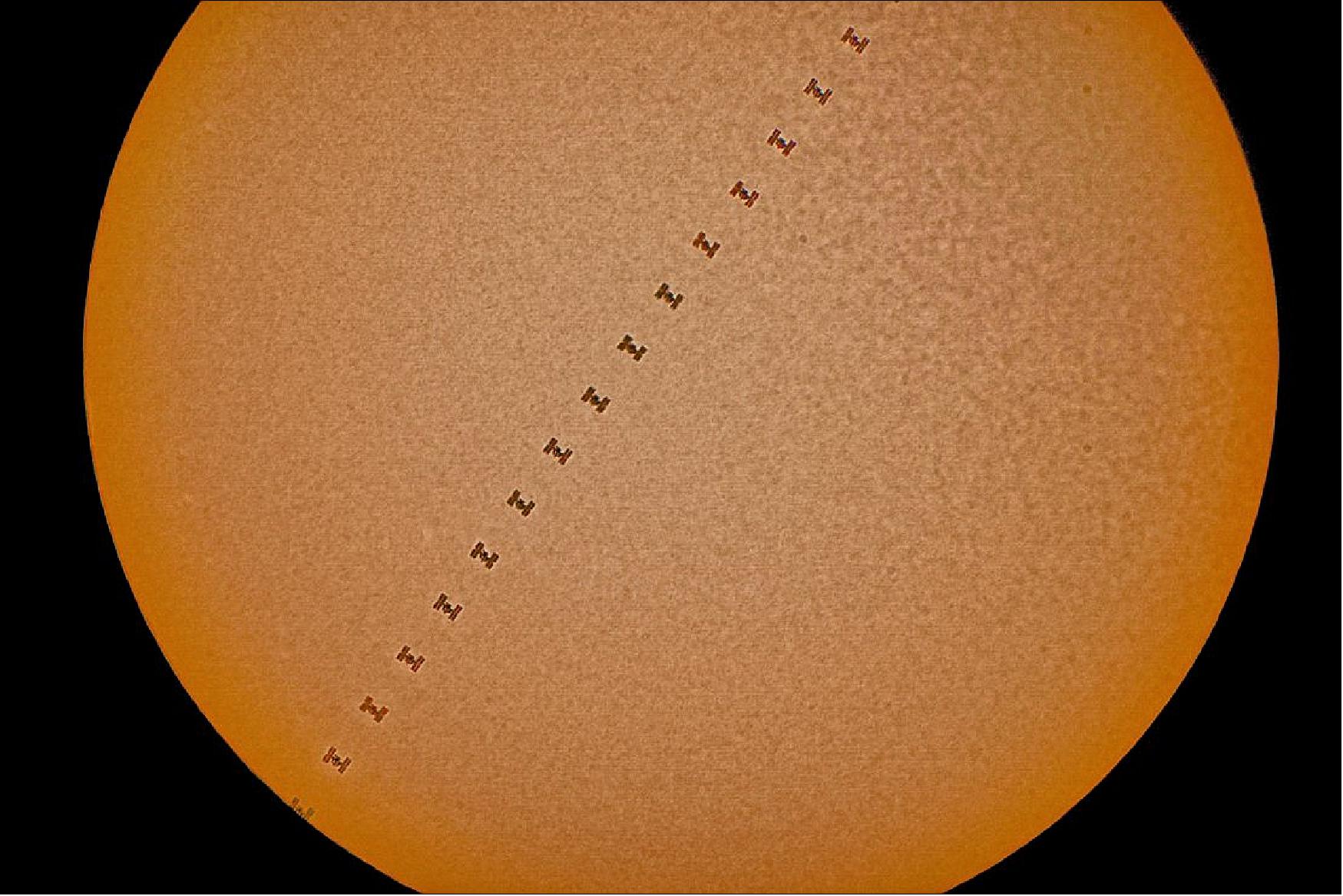 Figure 108: The International Space Station captured transiting the Sun – a remarkable reminder that our Sun's moodswings affect people and technology in space (image credit: Ian Griffin)