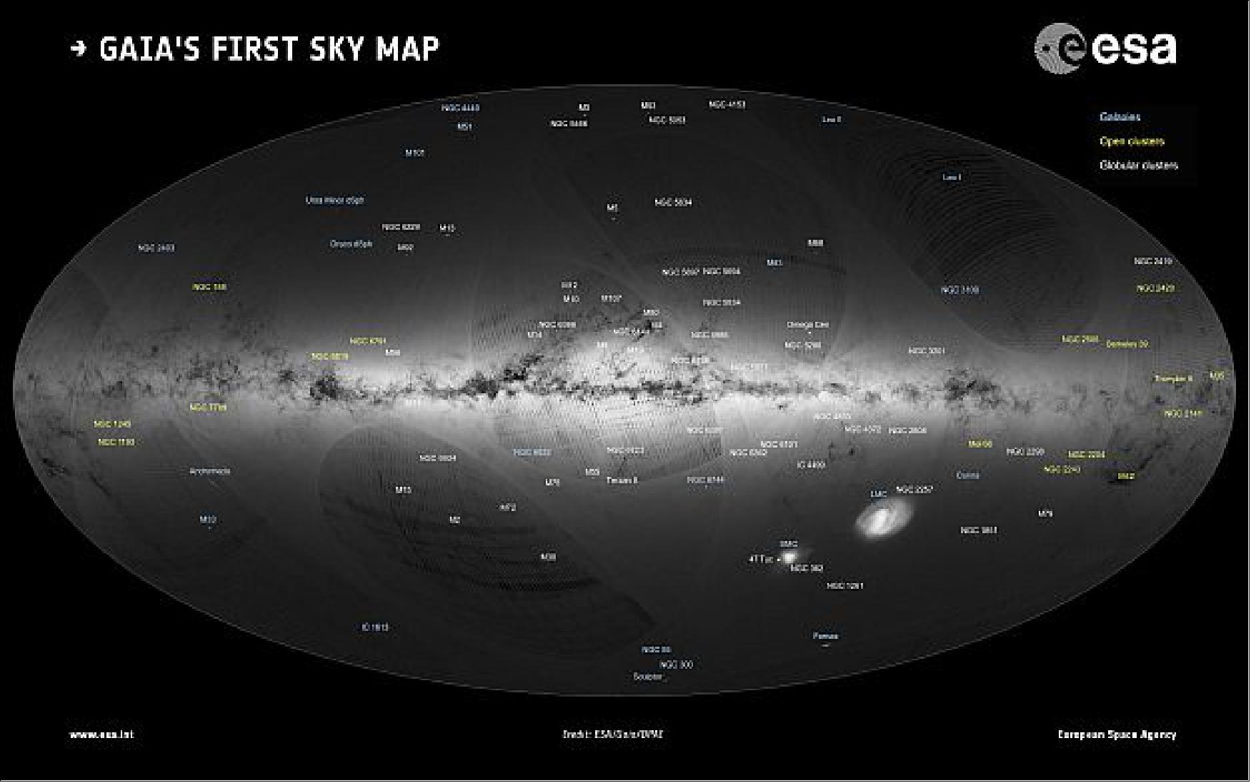 Figure 79: Gaia's first sky map, annotated (image credit: ESA/Gaia/DPAC)