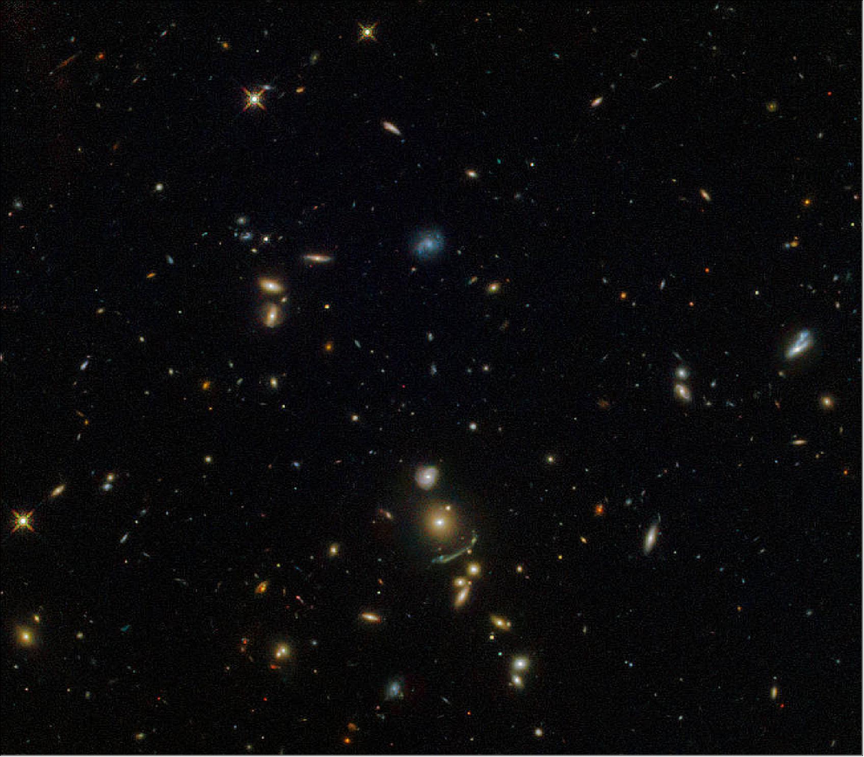 Figure 35: This Hubble image shows a cluster of hundreds of galaxies located about 7.5 billion light-years from Earth (image credit: ESA/Hubble & NASA; Acknowledgment: Judy Schmidt (Geckzilla))