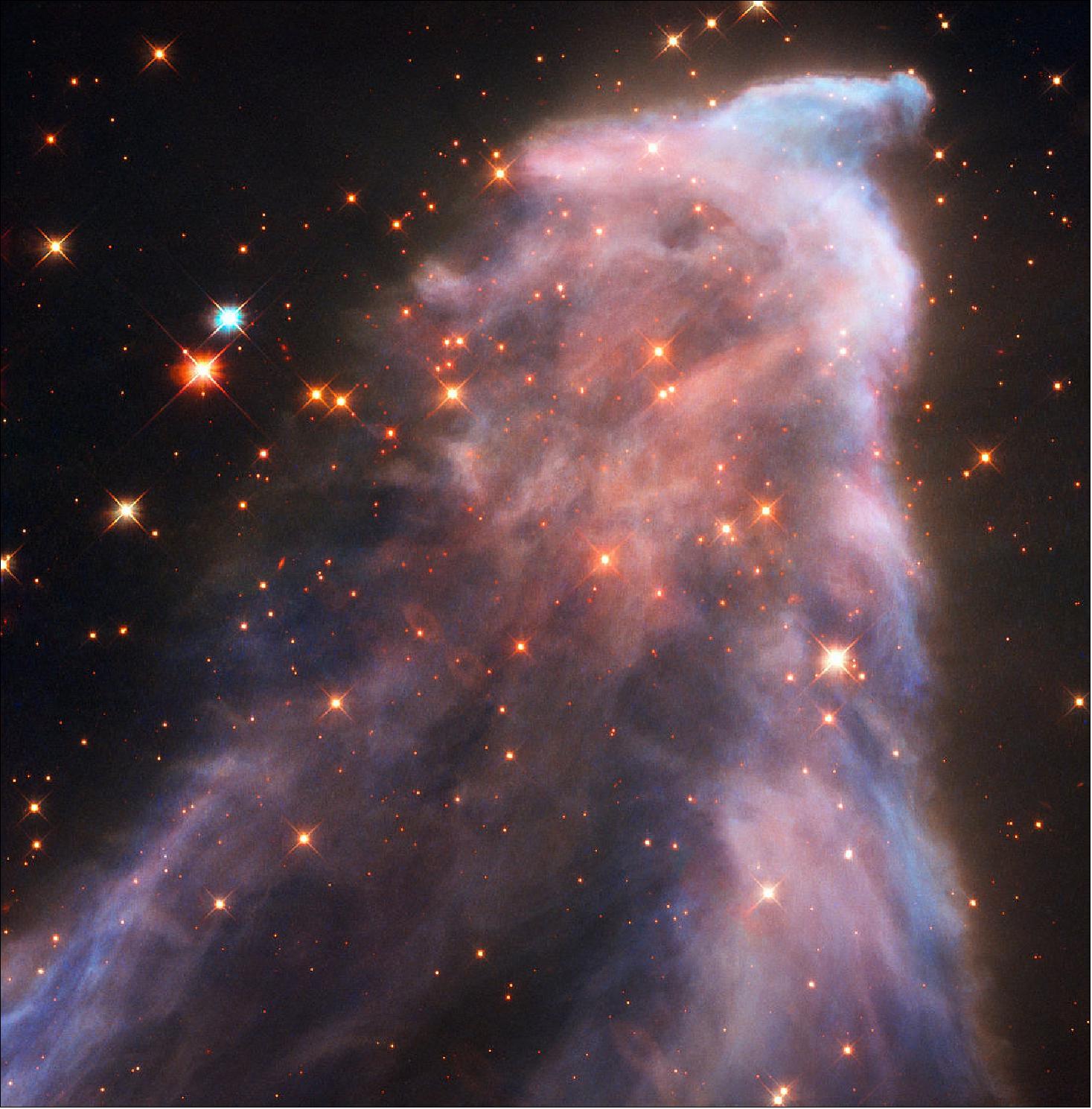 Figure 12: IC 63, the Ghost Nebula. From above Earth's atmosphere, Hubble gives us a view that we cannot hope to see with our eyes. This photo is possibly the most detailed image that has ever been taken of IC 63, and it beautifully showcases Hubble's capabilities (image credit: ESA/Hubble, NASA, CC BY 4.0)