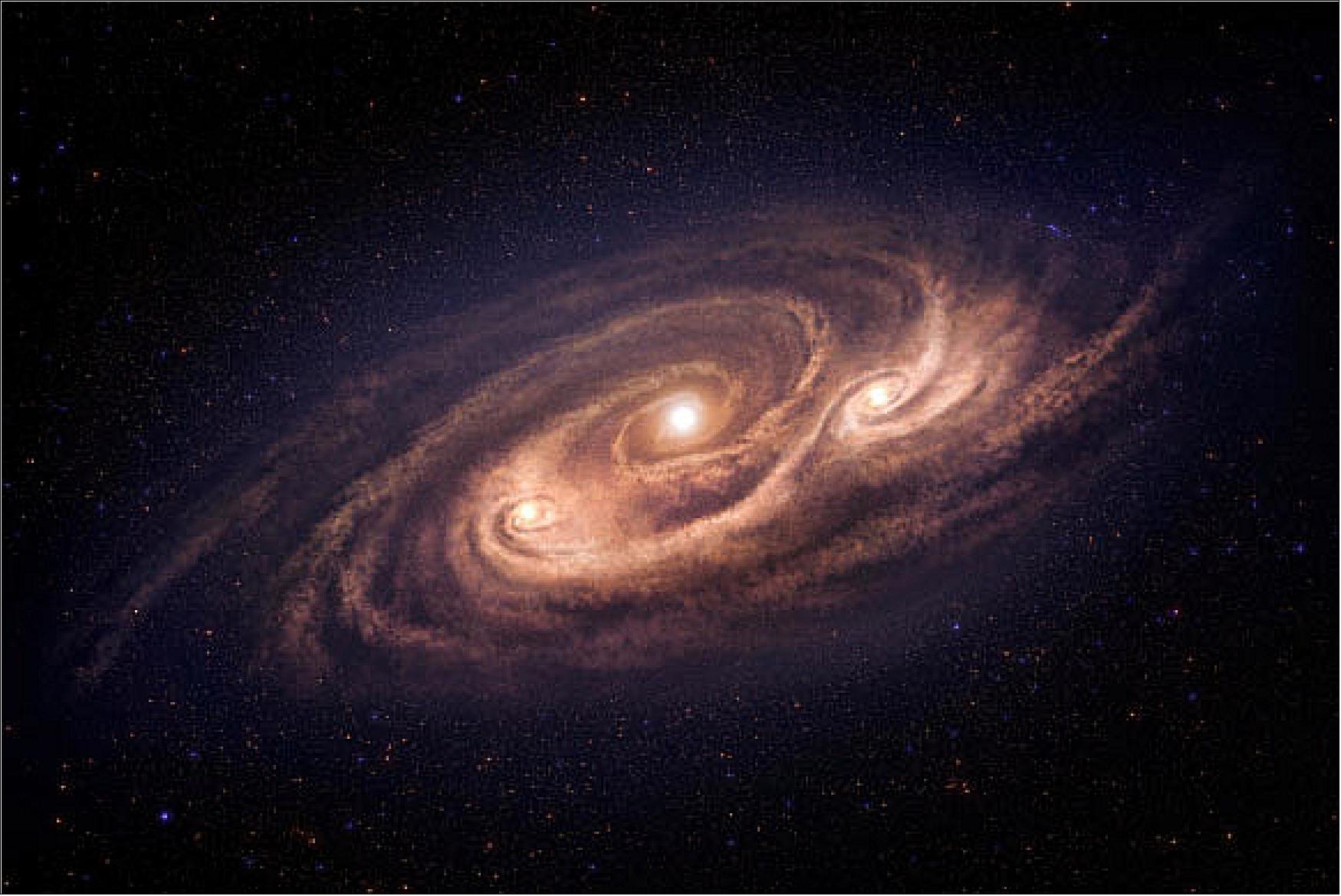 Figure 15: Artist's impression of the extreme starburst galaxy AzTEC/COSMOS-1 (image credit: National Astronomical Observatory of Japan)