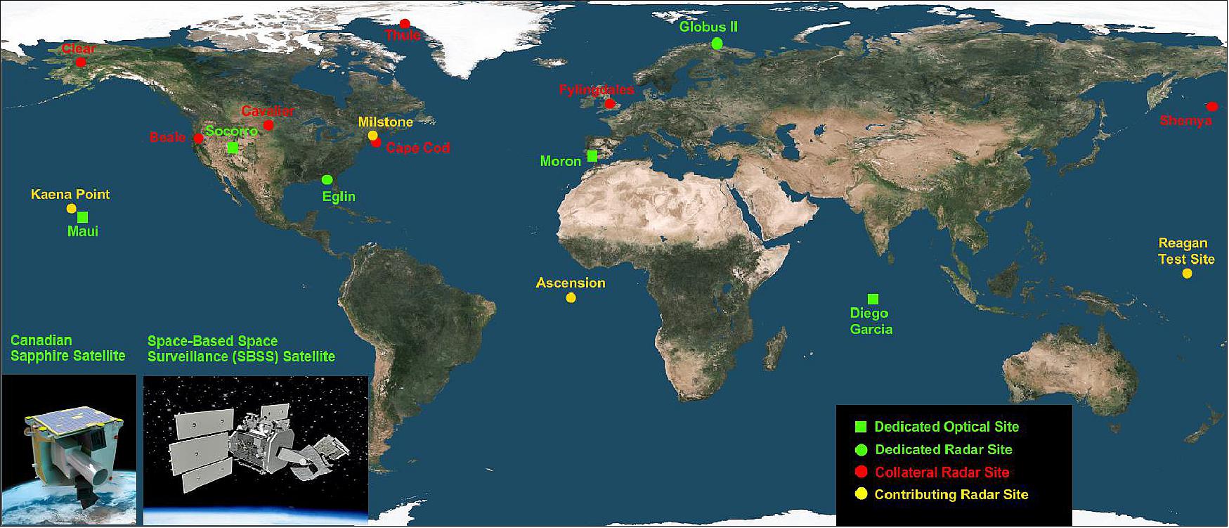 Figure 29: Overview of the US Space Surveillance Network (image credit: Secure World Foundation, Ref. 27)