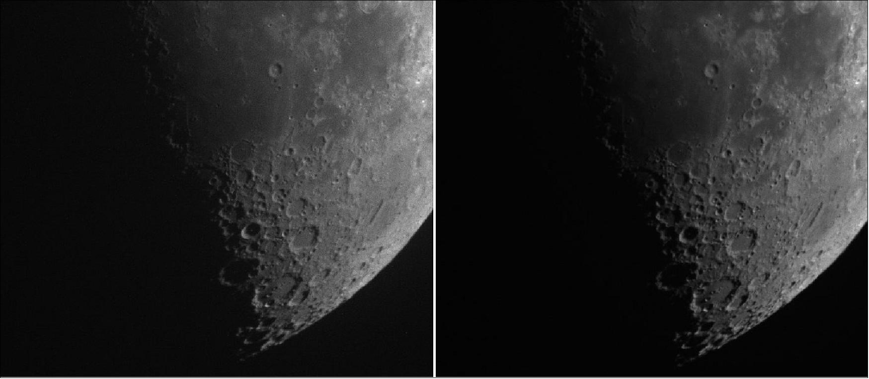 Figure 1: On June 27th, 2016, first light images of the Moon were obtained through the PFI with the cameras (image credit: NOA, ESA)