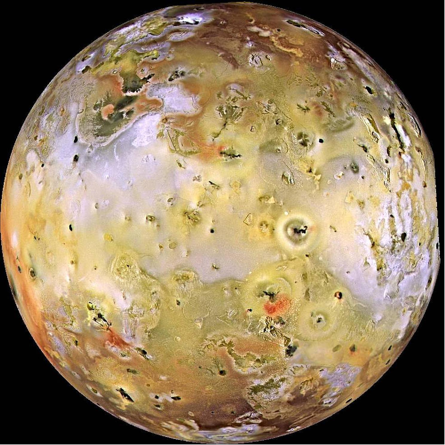 Figure 19: Jupiter's moon Io, the most volcanic body in the solar system, is seen in this 1997 image taken by NASA's Galileo spacecraft (image credit: NASA/JPL/University of Arizona)
