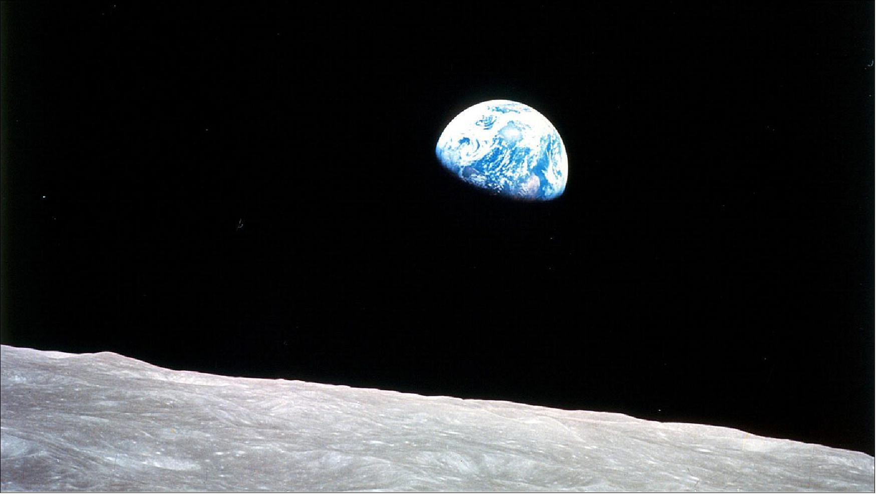 Figure 1: Earthrise by Apollo 8 astronaut William Anders, December 1968. Earth at gibbous phase as seen from the Moon (image credit: NASA)
