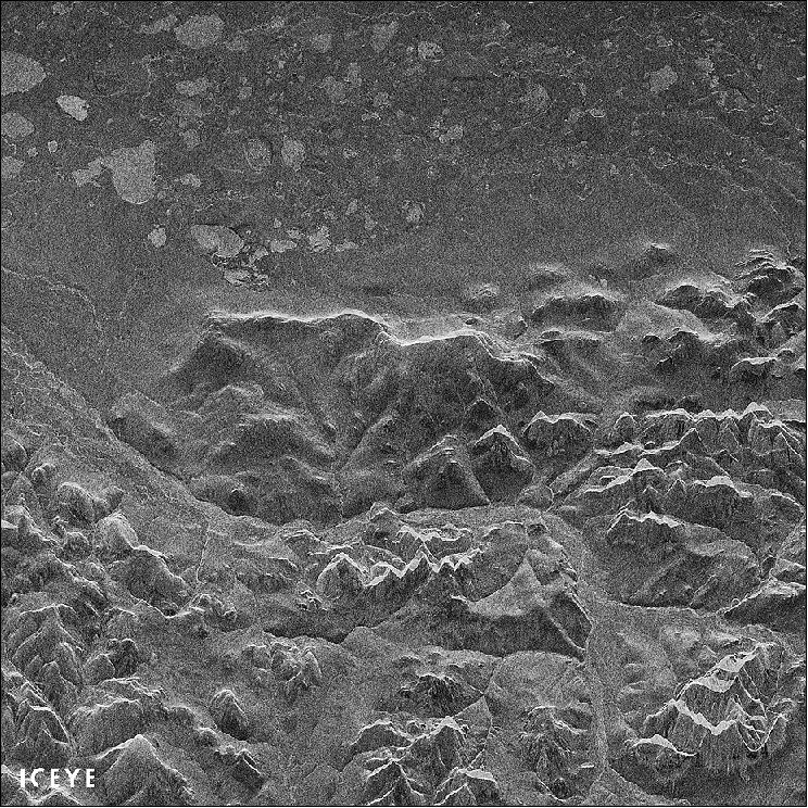 Figure 7: The first image capture by the ICEYE-X1 SAR satellite, acquired on 15 Jan. 2018 of the Noatak National Preserve, Alaska (image credit: ICEYE)