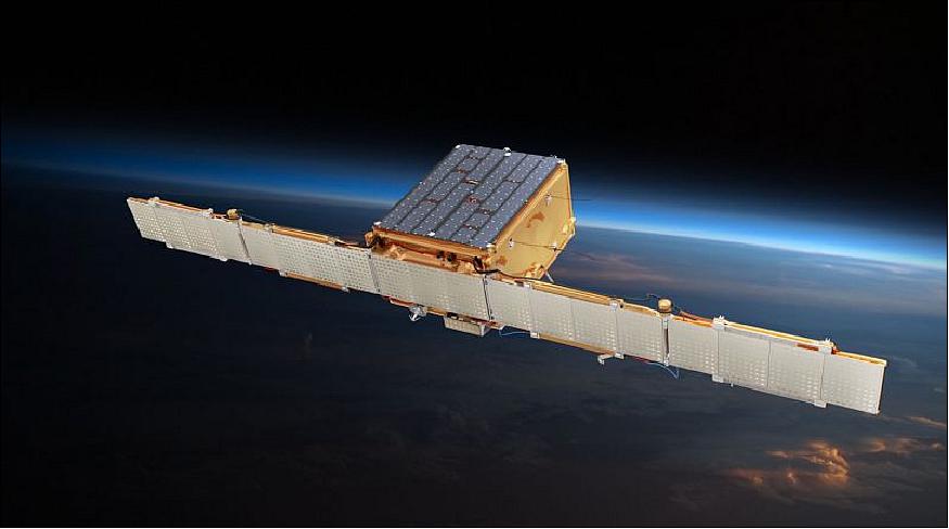 Figure 1: Artist's rendition of the deployed ICEYE-X1 microsatellite (image credit: ICEYE)