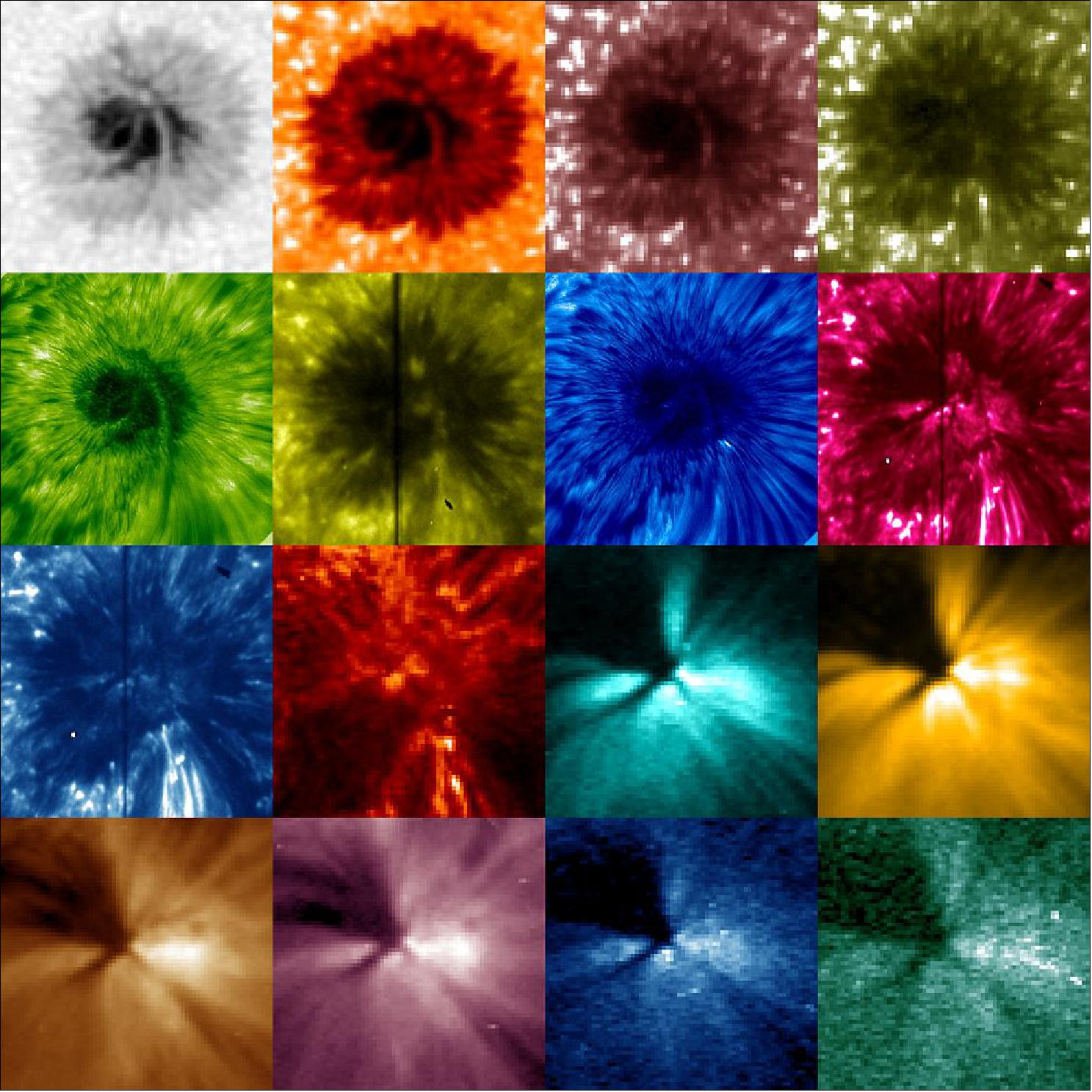 Figure 15: Scientists used data from NASA’s SDO, NASA’s IRIS, and the BBSO to track a solar wave as it channeled upwards from the sun’s surface into the atmosphere (image credit: Zhao et al/NASA/SDO/IRIS/BBSO)