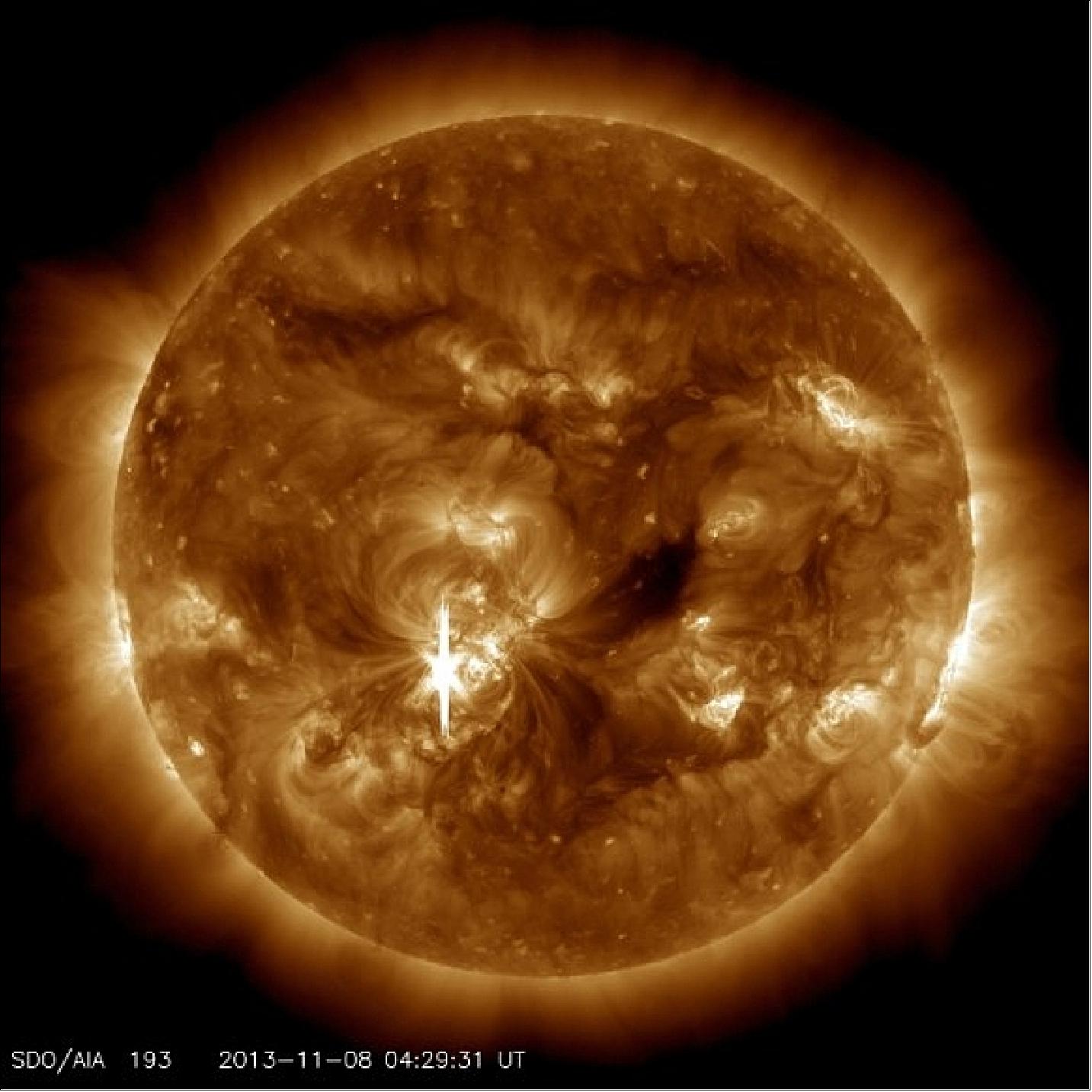 Figure 29: The AIA instrument of SDO captured this image of the sun showing an X1.1 class flare on Nov. 8, 2013 (image credit: NASA)