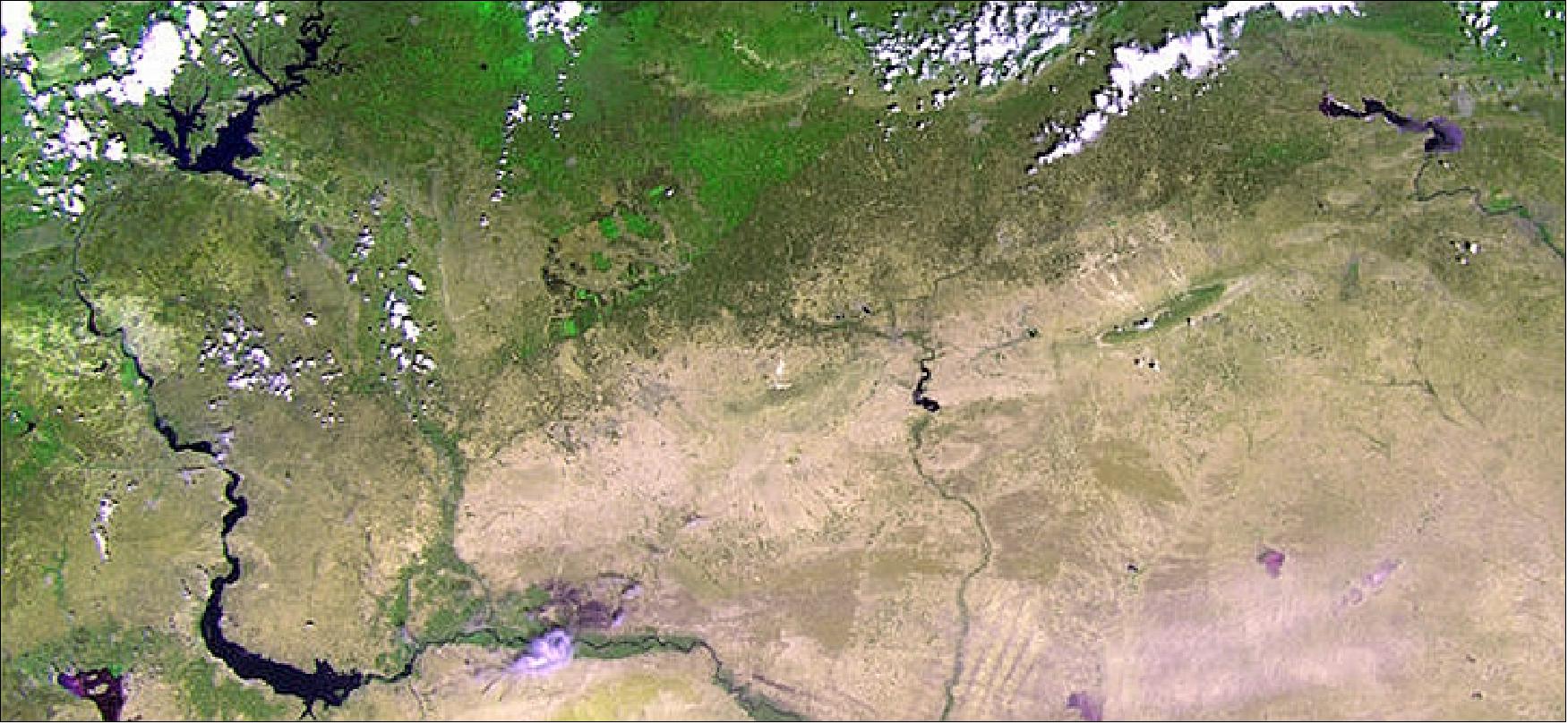 Figure 64: PROBA-V image of the border region of northern Syria, southeastern Turkey and northern Iraq observed on June 28, 2013 (image credit: ESA)