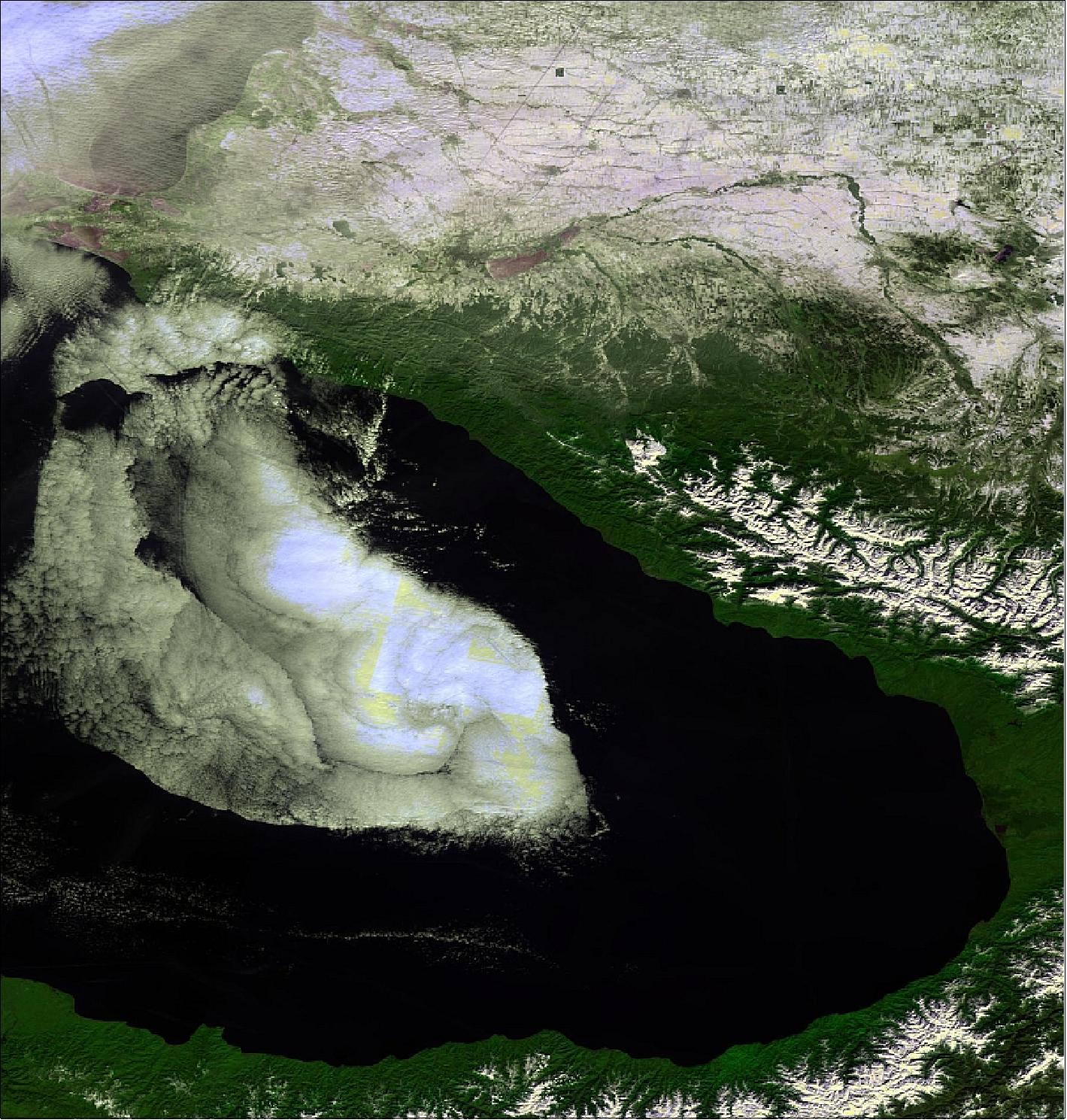 Figure 61: PROBA-V image of the Black Sea acquired on Feb. 7, 2014, including the Winter Olympics host city of Sochi (center of image), image credit: ESA, VITO