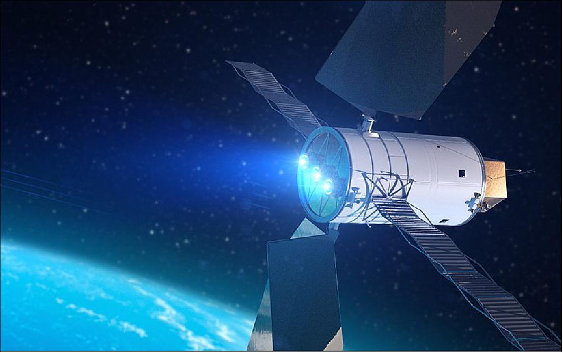 Figure 3: An electrically powered spacecraft propulsion system uses electrical energy to change the velocity of a spacecraft (photo courtesy NASA)