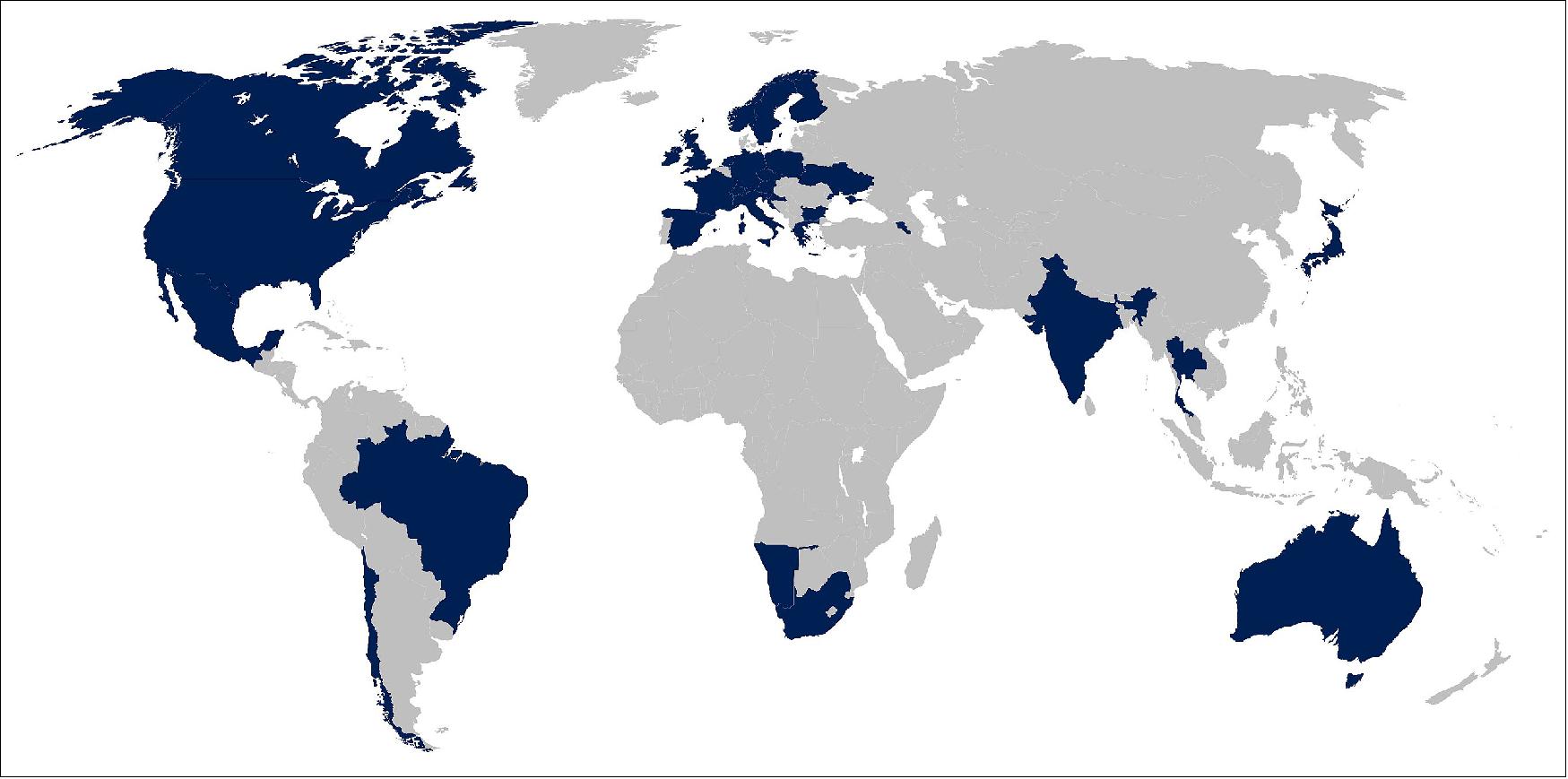 Figure 6: Overview of countries participating in CTA's science goals and array design (image credit: CTA)