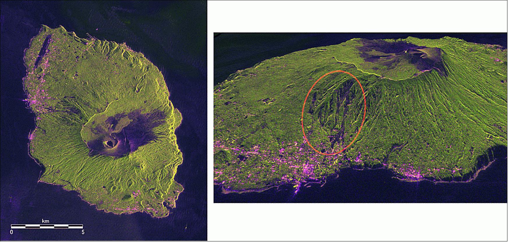 Figure 58: Observation image of Izuoshima Island by PALSAR-2 (image credit: JAXA)