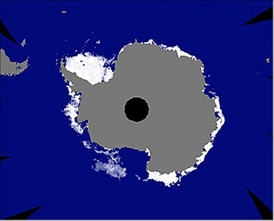 Figure 13: Sea ice extent of Antarctica observed by Shizuku on January 14, 2017 (image credit: JAXA)