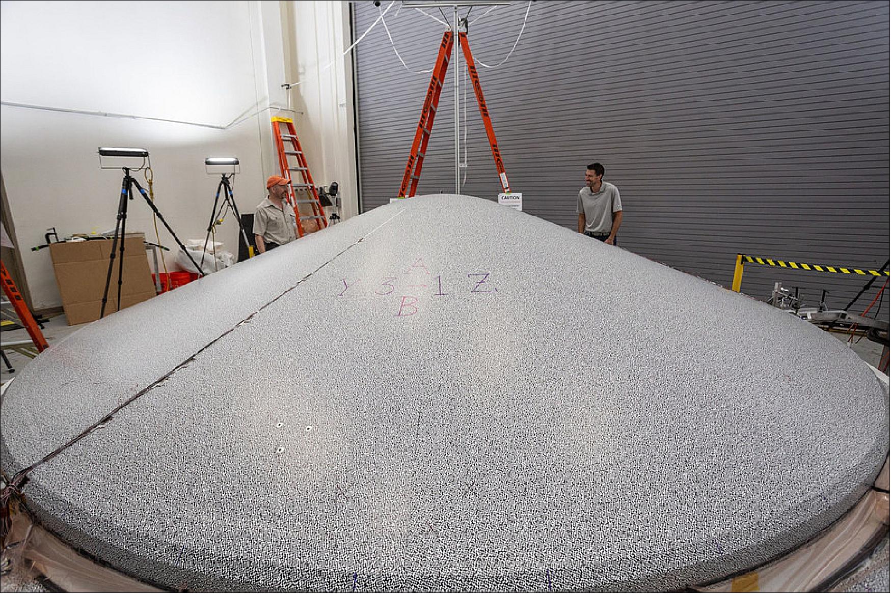 Figure 12: The Lockheed Martin-built heat shield, shown here in the testing phase, is just one component in the final aeroshell that will protect the Mars 2020 rover on its long journey to Mars (image credit: Lockheed Martin)