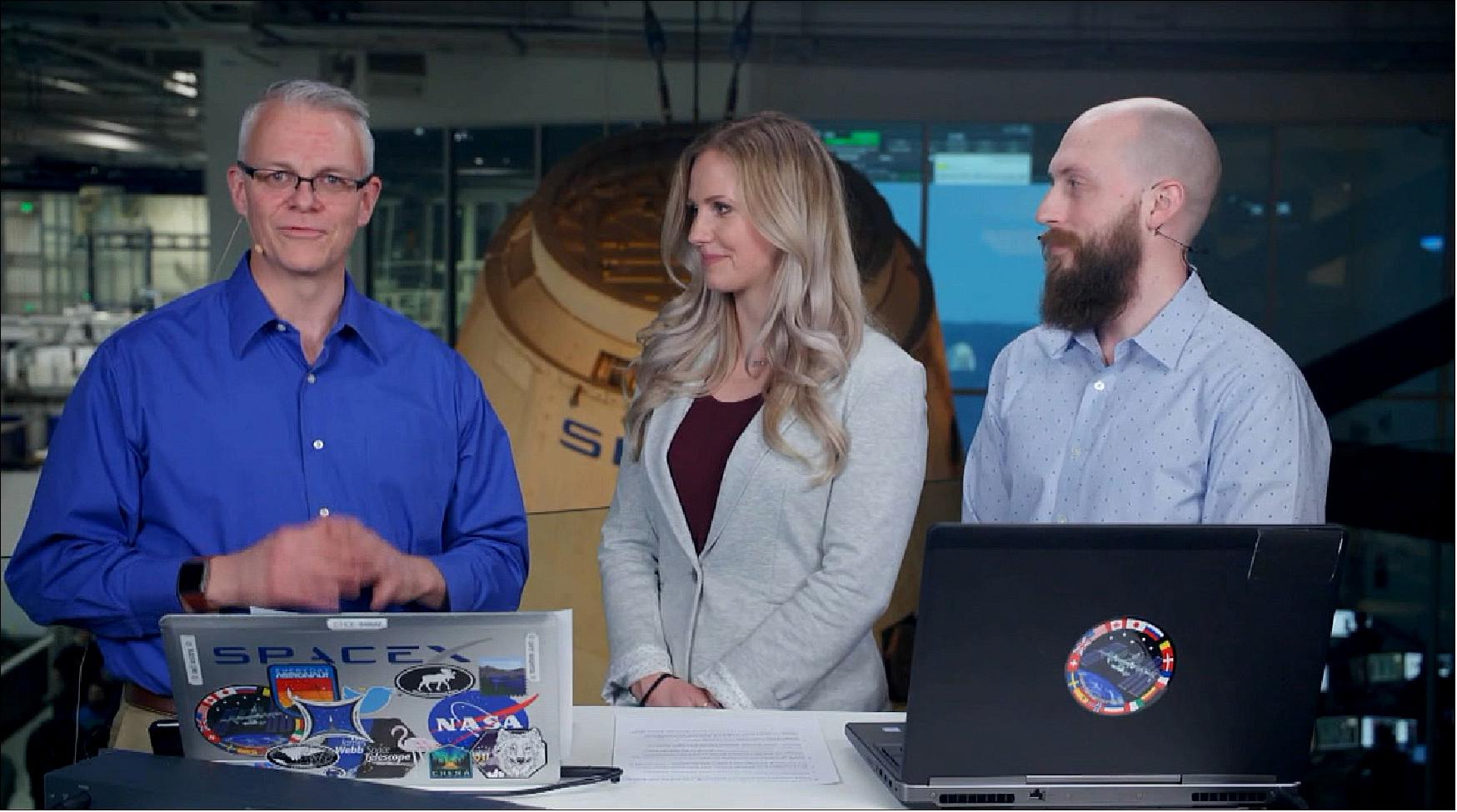 Figure 38: Benji Reed (far left), Director of Crew Mission Management at SpaceX (image credit: SpaceX, NASA)