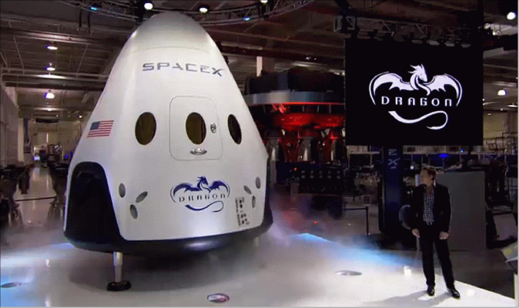 Figure 1: Photo of the Dragon V2 astronaut transporter model (image credit: SpaceX)