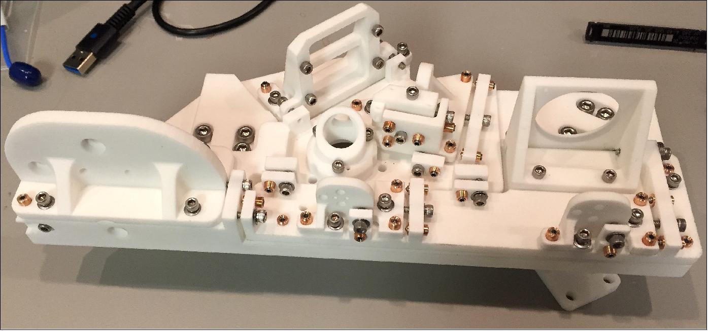 Figure 6: Assembled 3D print of the payload without mounted optics. Photo taken in March, 2018 (image credit: DeMi Team)
