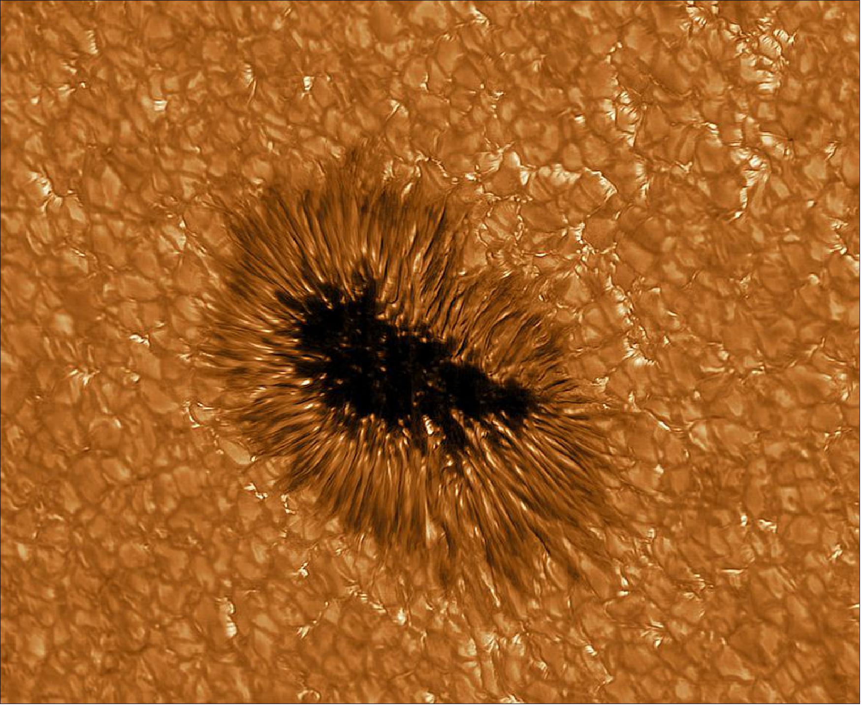Figure 5: A sunspot observed in high resolution by the GREGOR telescope at the wavelength 430 nm (image credit: KIS)