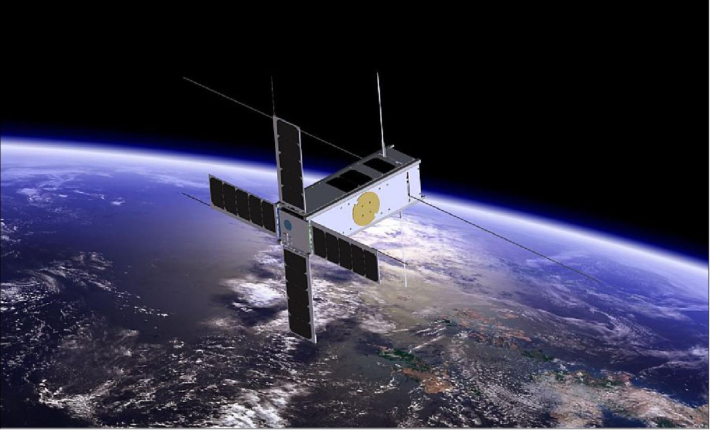 Figure 1: Artist's rendition of the deployed PICASSO nanosatellite (image credit: BIRA)