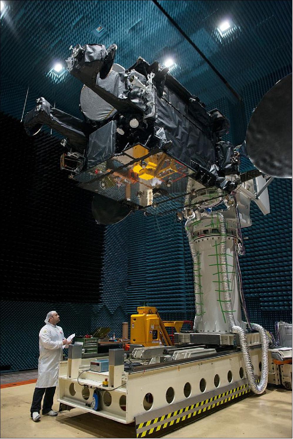Figure 18: The H36W-1 telecommunications satellite during antenna range test (image credit: ESA, OHB)