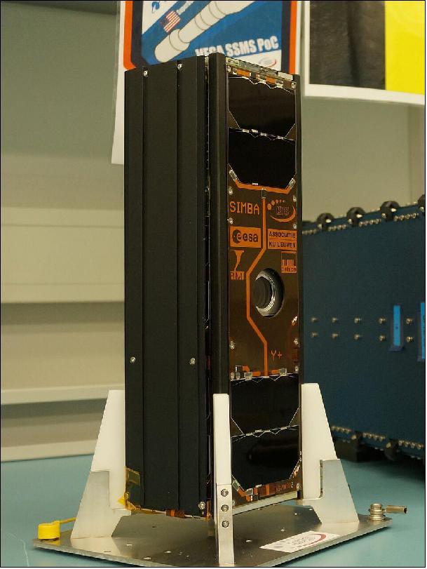 Figure 3: Simba in launch configuration. The Simba CubeSat in closed state ready to be fitted into its launch pod (image credit: RMI)