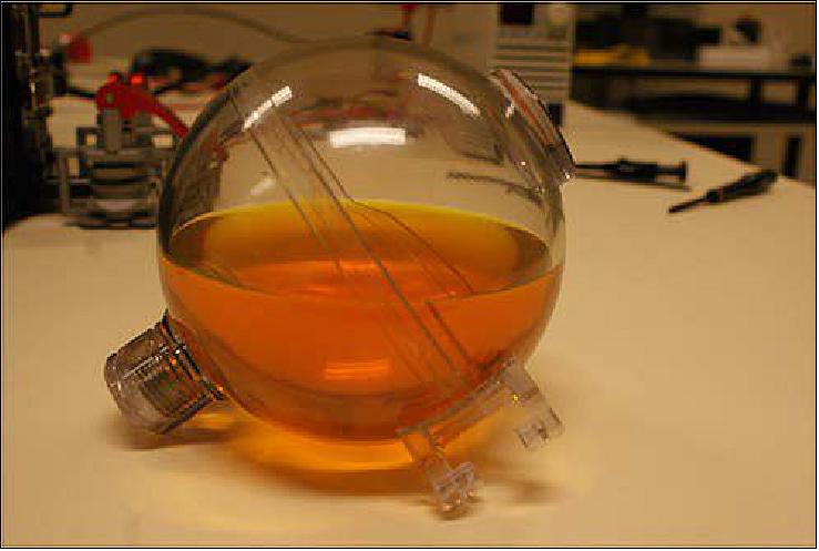Figure 2: Tank half filled with Novec liquid on Earth (image credit: CNES)