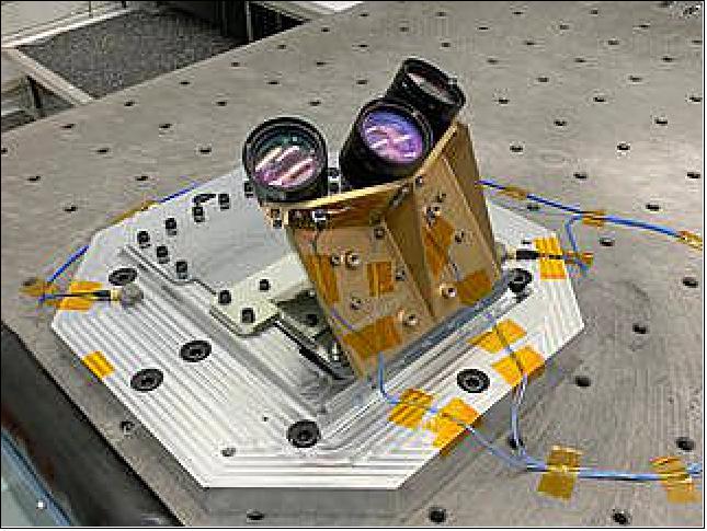 Figure 2: The NDL instrument is comprised of a chassis, containing electrooptic and electronic components, and an optical head with three telescopes (image credit: NASA)