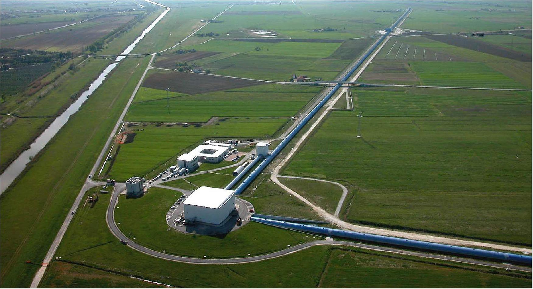 Figure 4: Aerial view of the Virgo detector (image credit: The Virgo Collaboration)