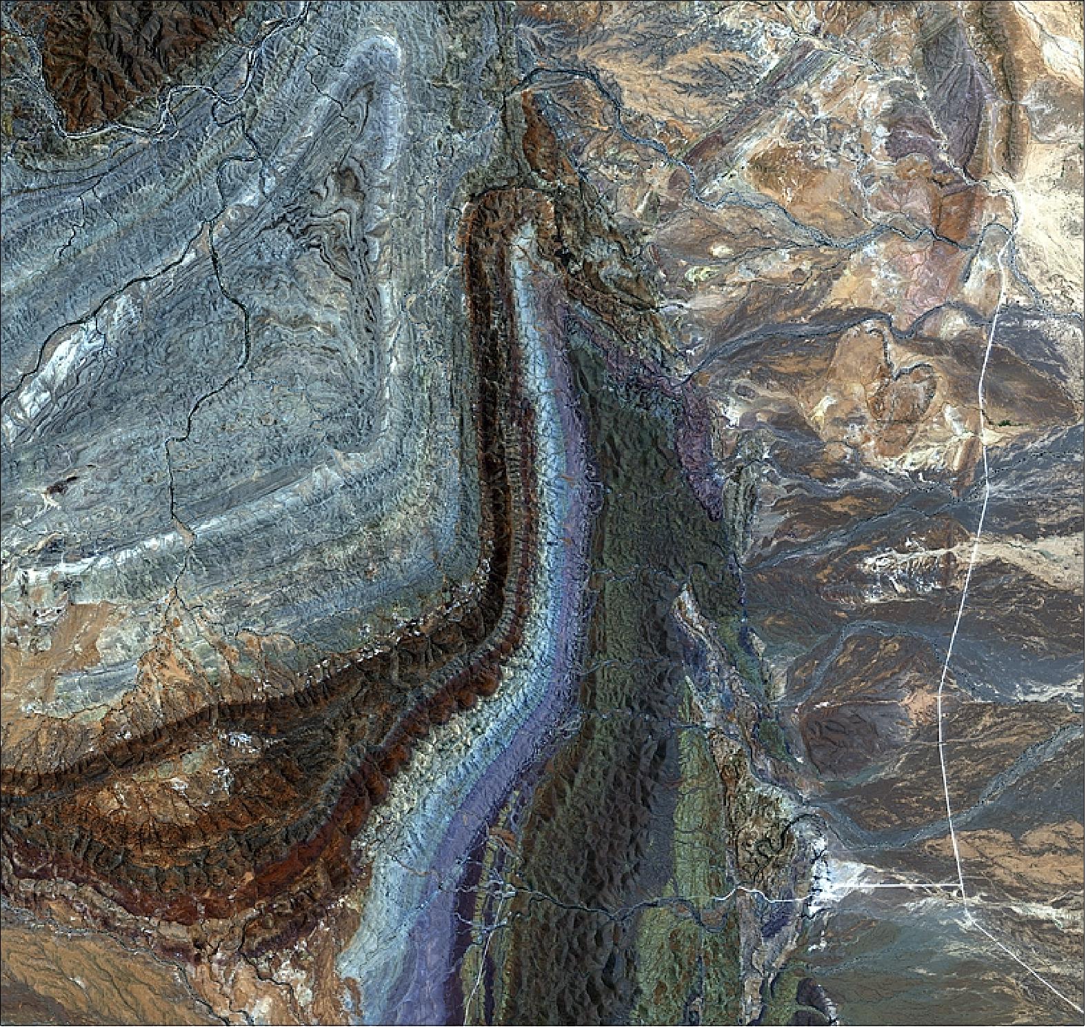 Figure 22: Flinders Ranges, South Australia. JAXA's ALOS spacecraft captured this image on 3 January 2009 (image credit: ESA's Earth from Space video program)