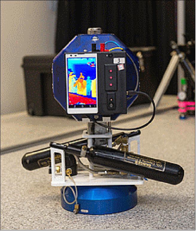 Figure 29: NASA/ARC Smart SPHERES, equipped with Google's Project Tango smartphone (image credit: NASA/ARC, Eric James)