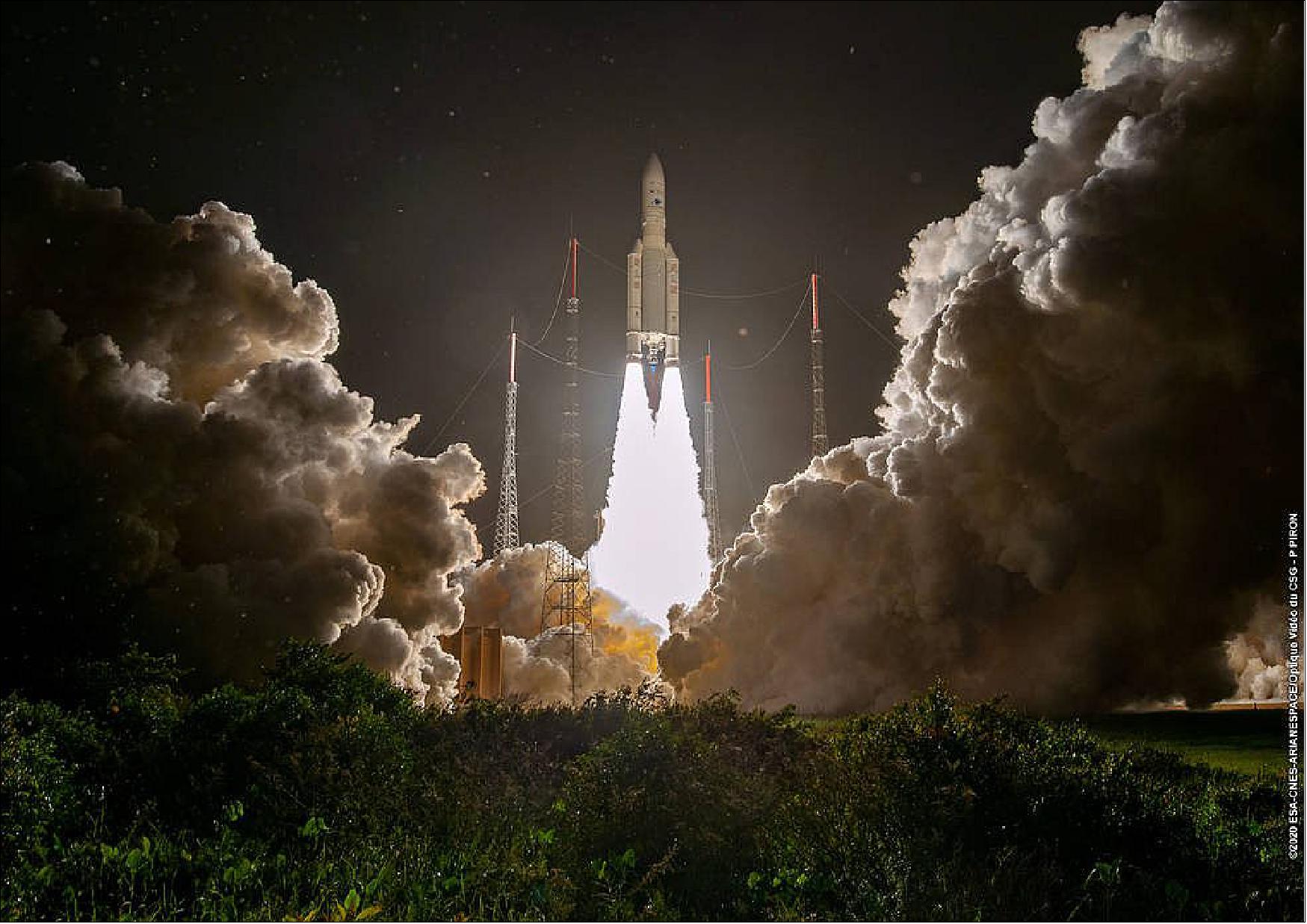 Figure 15: Launch of an Arianespace Ariane 5 ECA rocket carrying Korea's GEMS (Geostationary Environment Monitoring Spectrometer) on GK-2B from Kourou (image credit: Arianespace)
