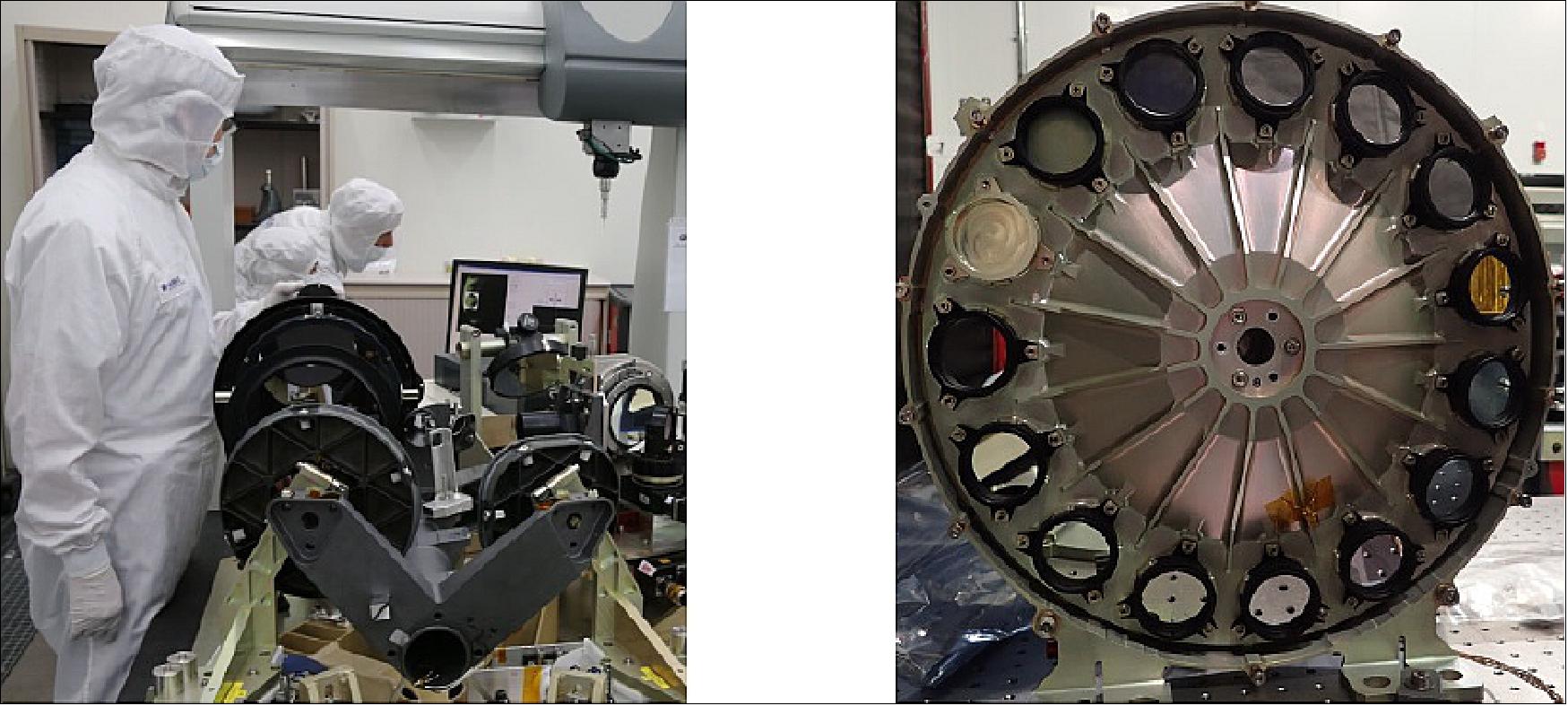 Figure 39: Left: Telescope during alignment; Right: Photo of the GOCI-II filter wheel (image credit: GOCI-II Team)