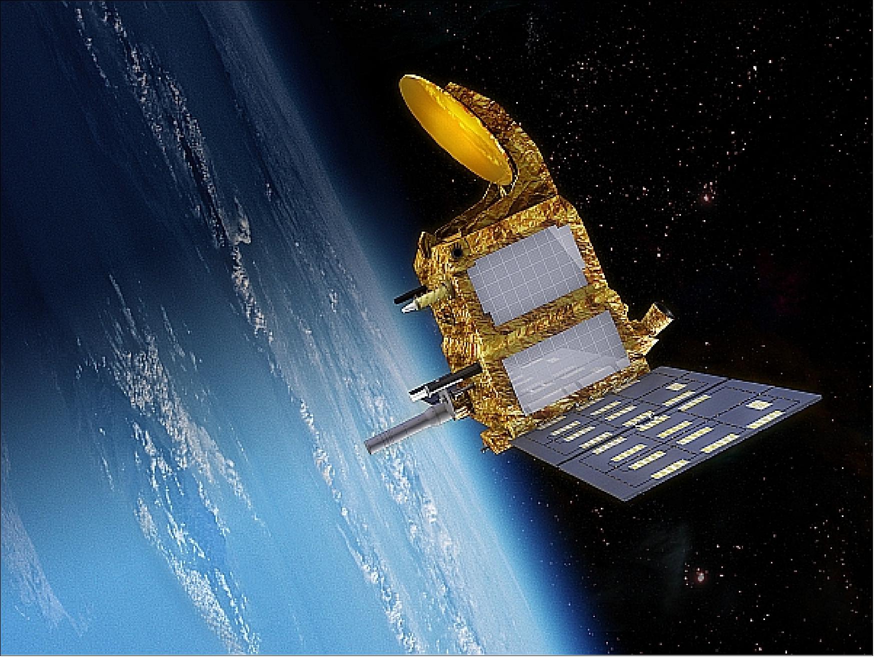 Figure 10: Artist's rendition of the SARAL spacecraft in orbit (image credit: CNES)