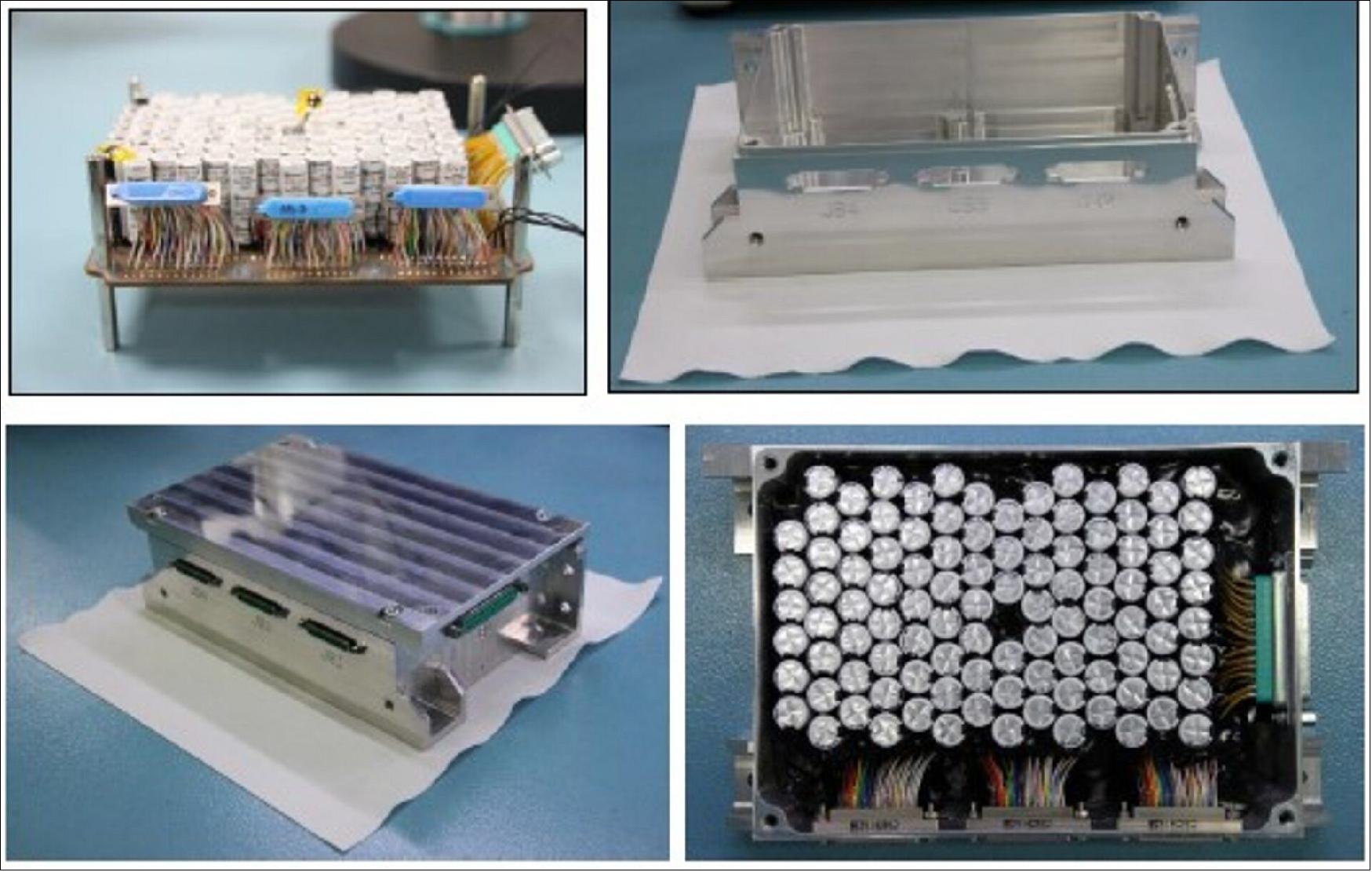 Figure 2: This engineering model of BOSC (Bank of Supercapacitors) was developed for testing, based on 34 supercapacitors in series with three strings in parallel, incorporating thermal sensors to keep it from overheating and degrading (image credit: ESA/Airbus Defence and Space)