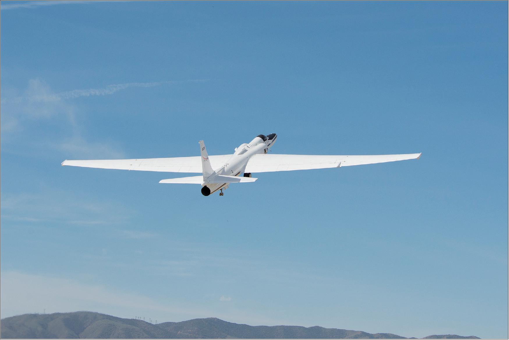 Figure 16: NASA’s ER-2 aircraft takes off from its base of operations at NASA’s Armstrong Flight Research Center in Palmdale, California to test instruments that will support upcoming science flights for GOES-16 (image credit: NASA)