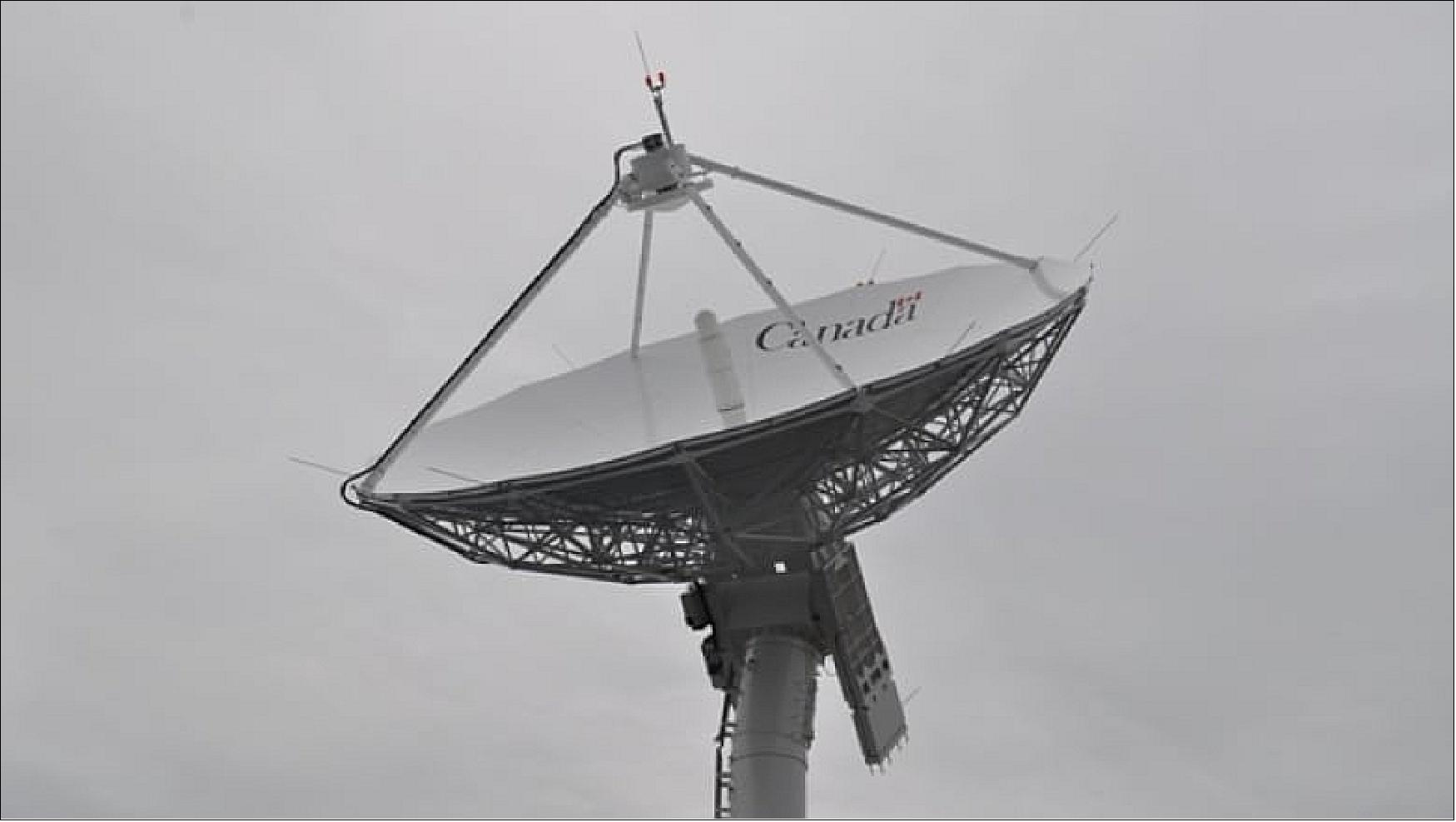 Figure 7: Canada's satellite antenna, which will collect data on forest fires, ice conditions and shipping traffic, joins two others in Inuvik, from Germany and Sweden. (image credit: Stuart Salter)