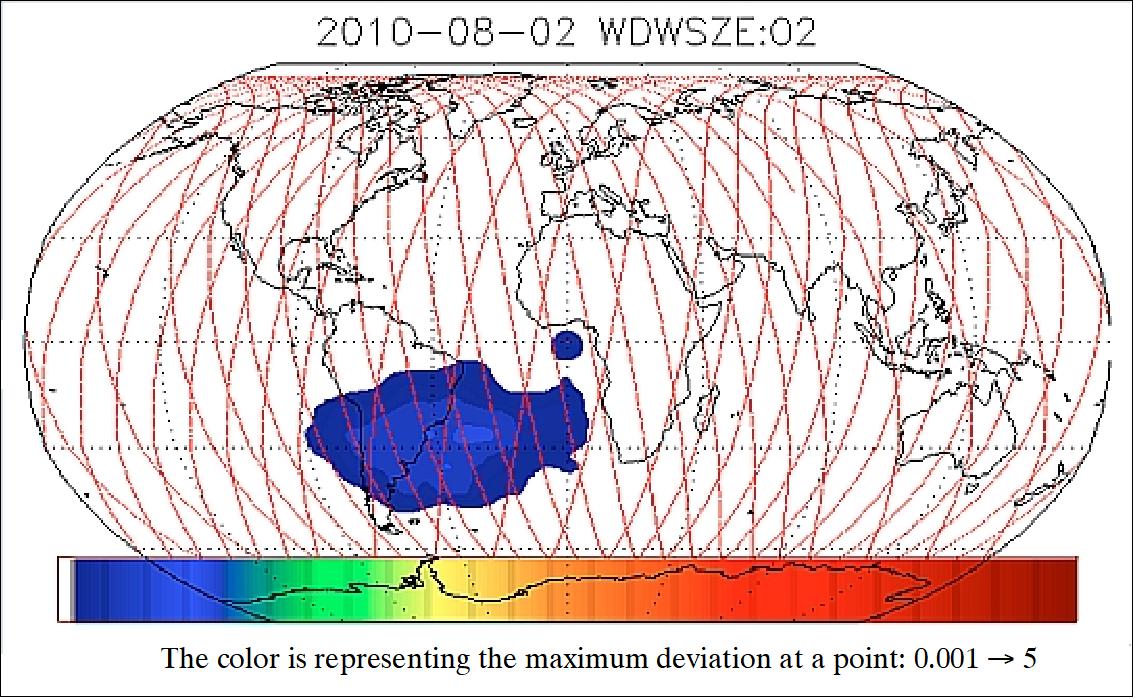 Figure 49: LYRA noise over latitude/longitude plot (image credit: ROB, ESA)