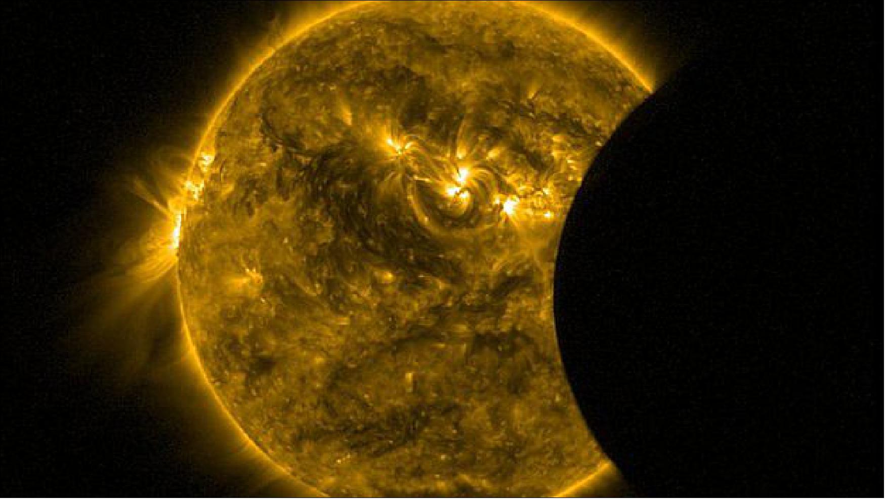 Figure 31: ESA's Sun-watching PROBA-2 minisatellite watched the Pacific's partial solar eclipse from LEO (image credit: ESA, Royal Observatory of Belgium)