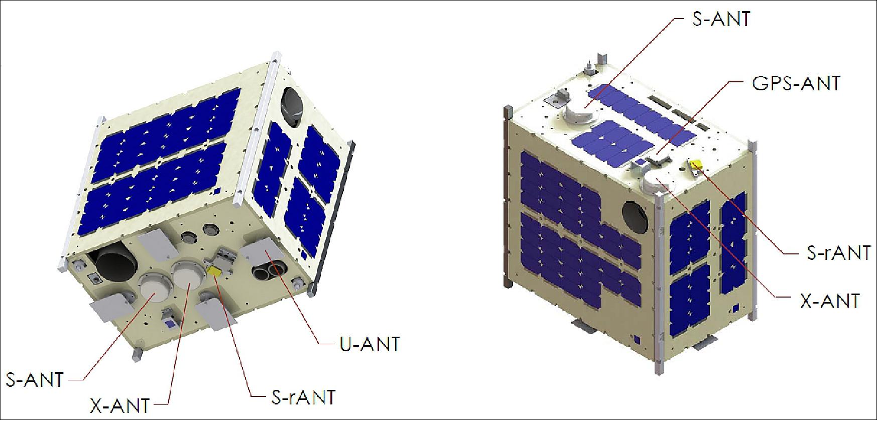 Figure 4: Accommodation of the communication components on the spacecraft (image credit: Tohoku and Hokkaido Universities)