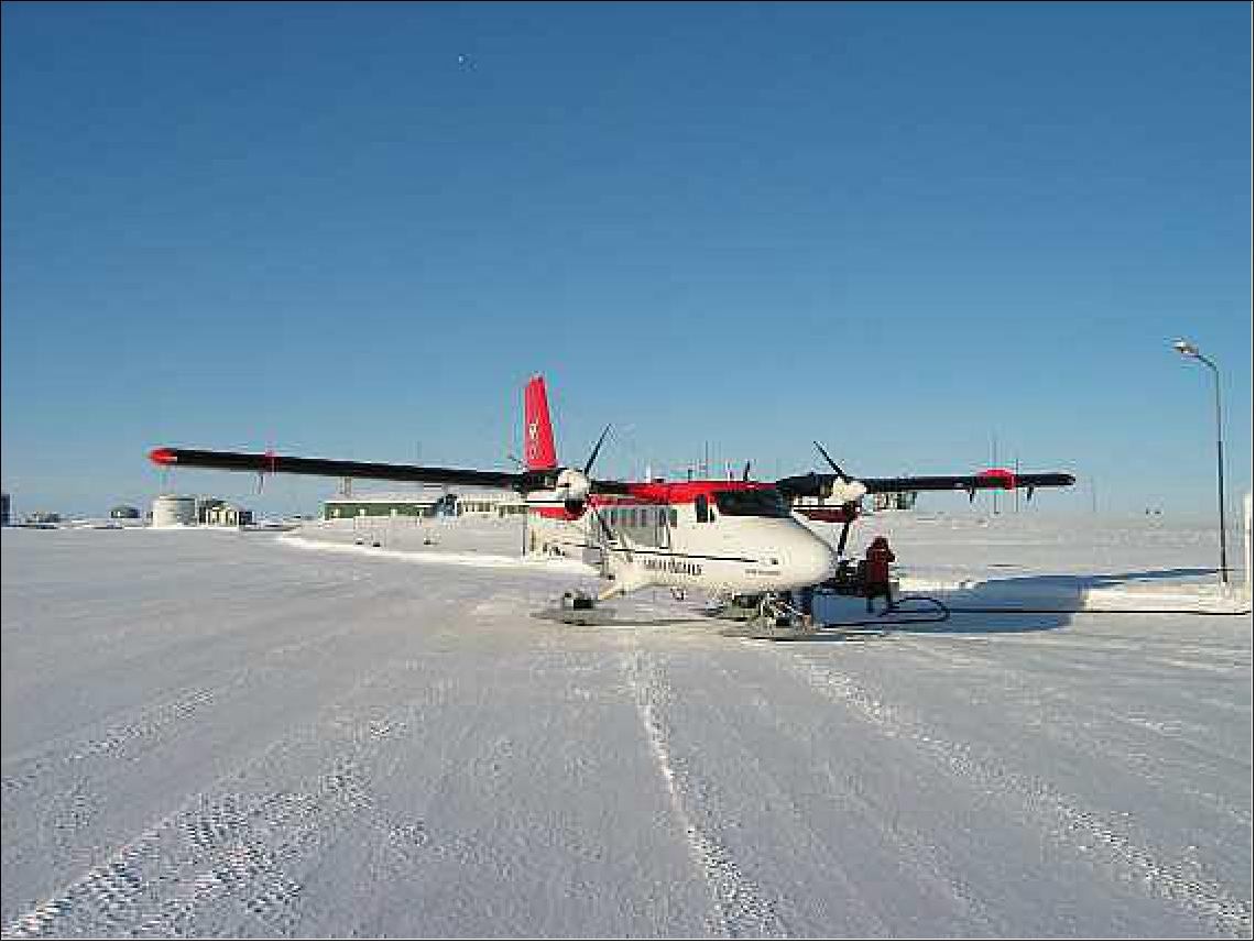 Figure 6: The airborne survey was performed using a chartered Air Greenland Twin-Otter. Station Nord, Greenland (image credit: ESA)